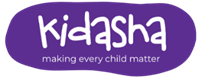 Logo with the name Kidahsa on a purple background