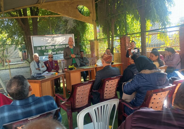 A group of individual attending the program and the chief guest giving his speech